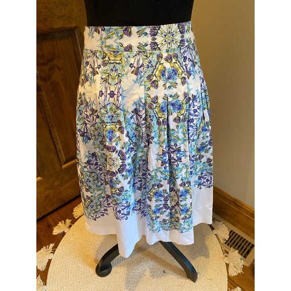 Talbots Womens Floral Skirt Plus Size 14 Pleated Fitted Purple  GORGEOUS - Picture 6 of 11